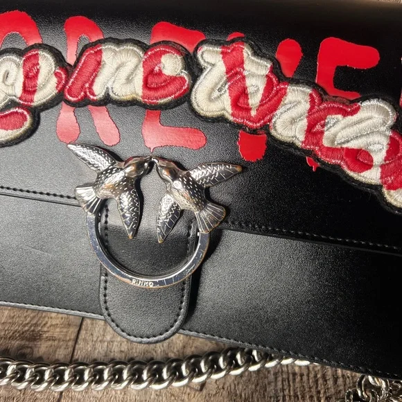 Pinko Black Chain Strap Women Crossbody Bag - Picture 4 of 15